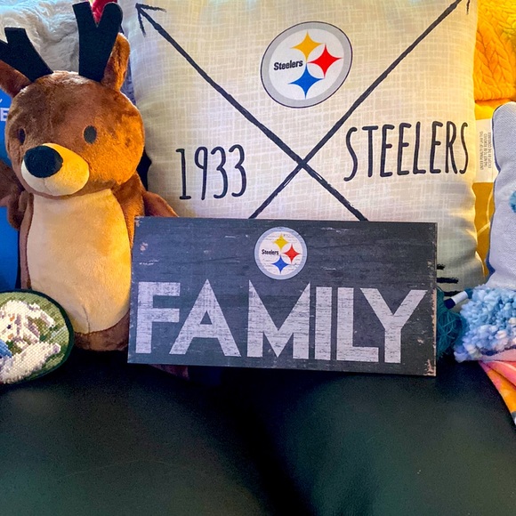 STEELERS Grey wooden wall sign decoration NEW football Pittsburgh - Picture 1 of 3